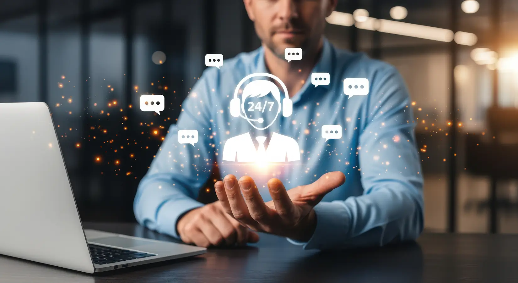 Ein Computeranwender, künstliche Intelligenz nutzend