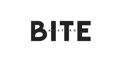 The word 'BITE' in bold black letters against a white background.