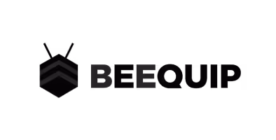 Beequip logo with stylized upward arrows and the word BEEQUIP.