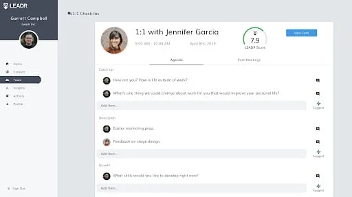 Leadr app dashboard
