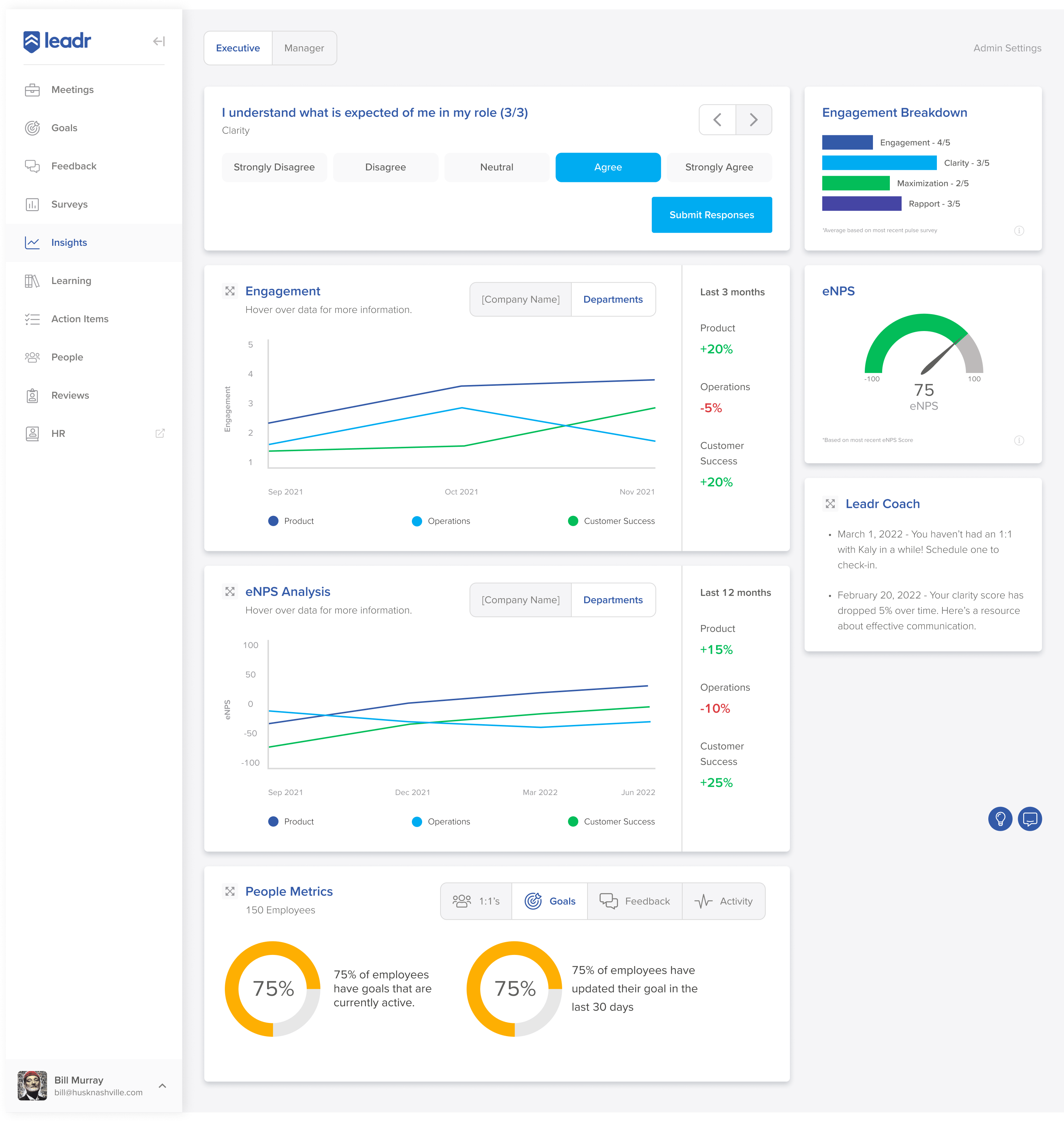 Leadr app dashboard