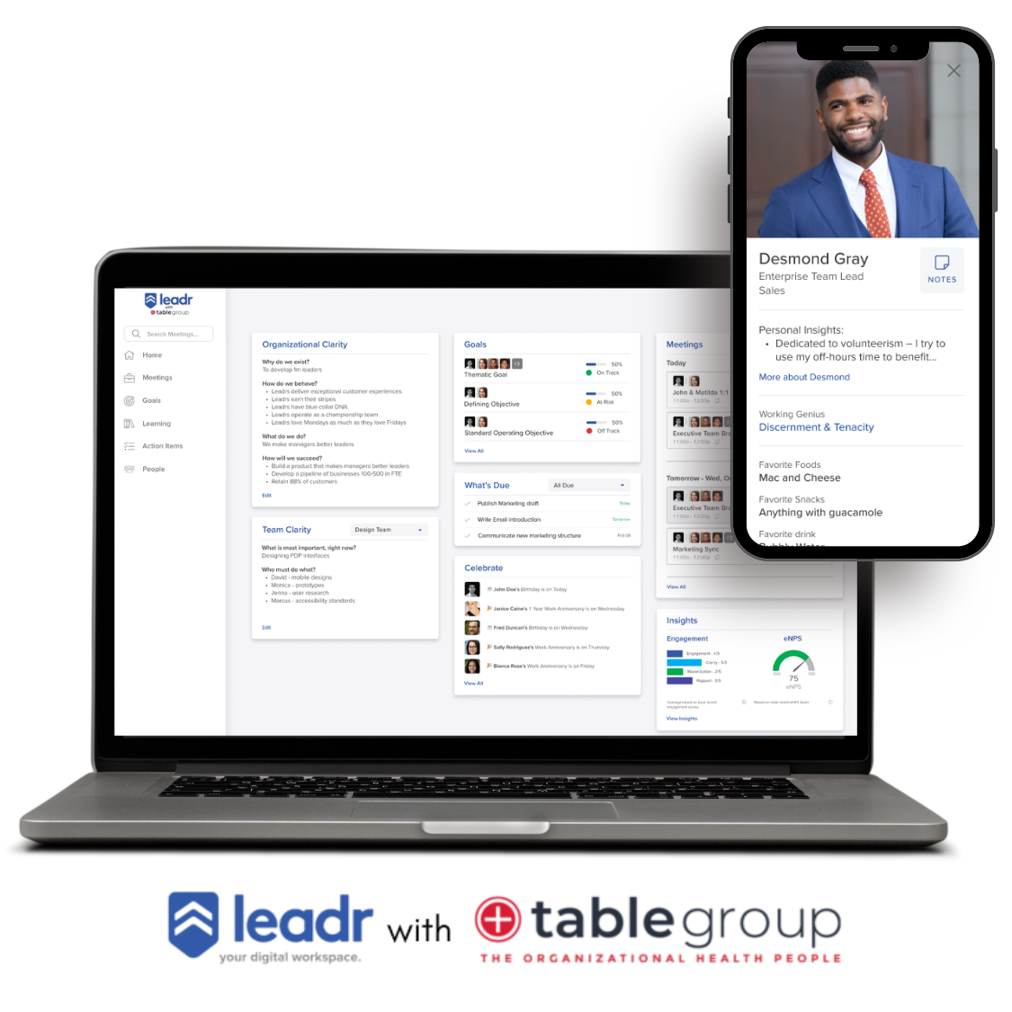 Laptop and phone with Leadr dashboard