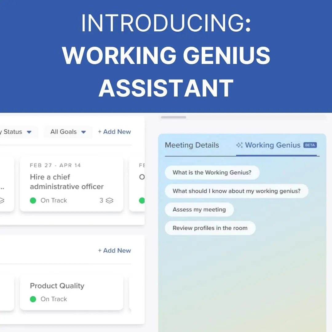 Screenshot with Leadr working genius assistant