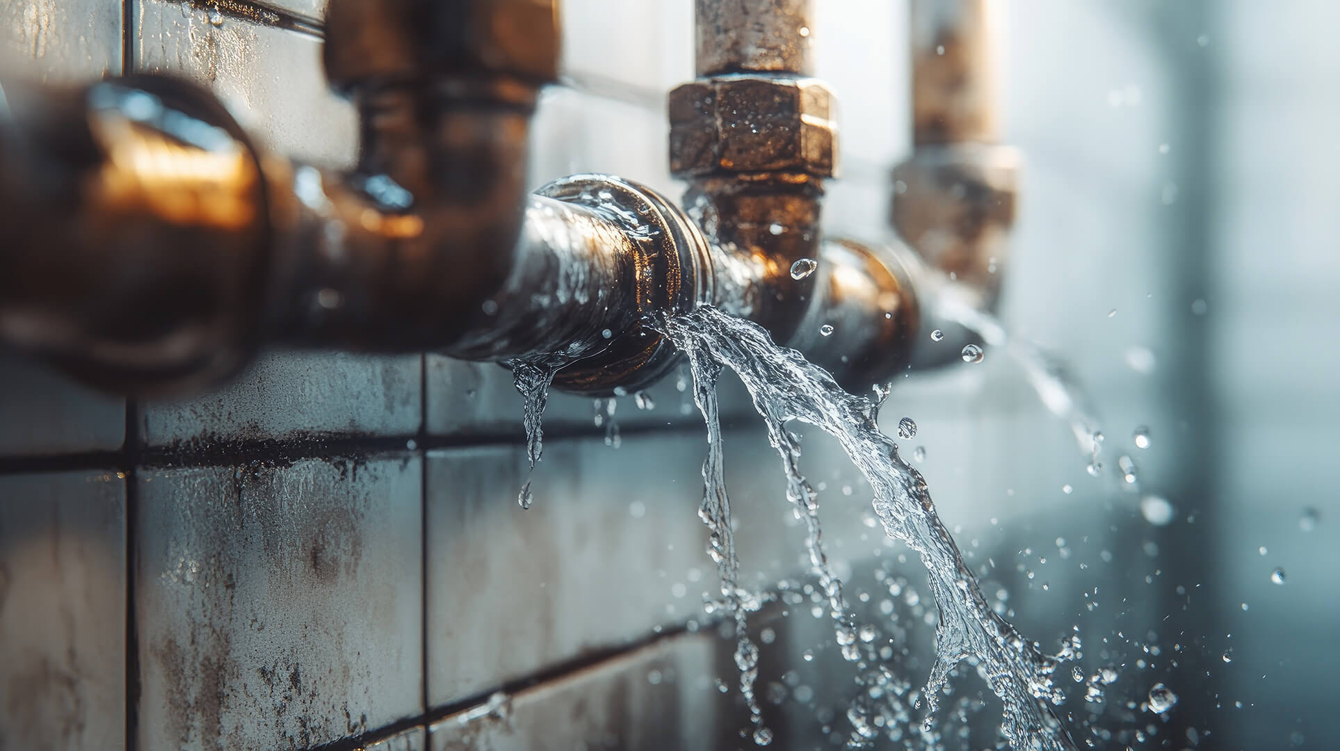water damage from old pipes bursting