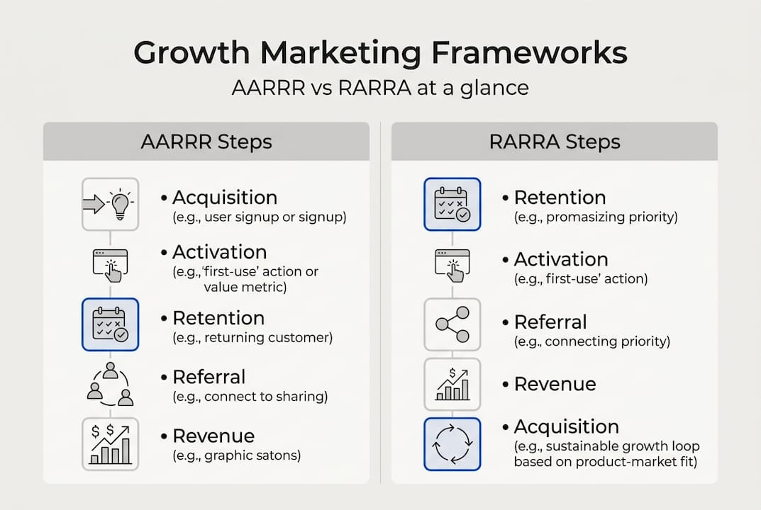 Infographic summarizing growth frameworks
