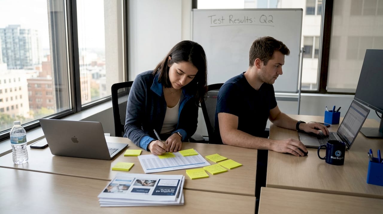 Team running marketing data experiment