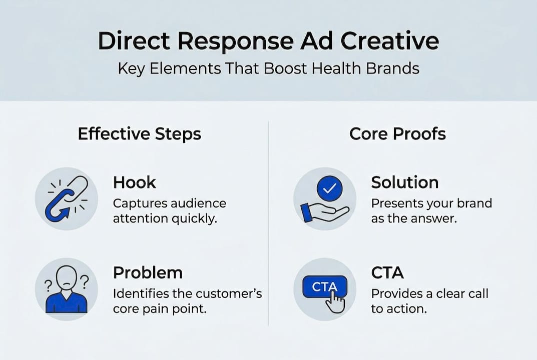 Infographic showing direct response ad framework