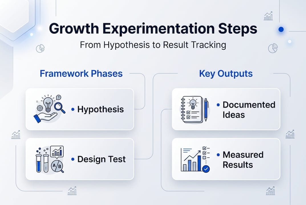 Infographic shows growth experimentation core steps