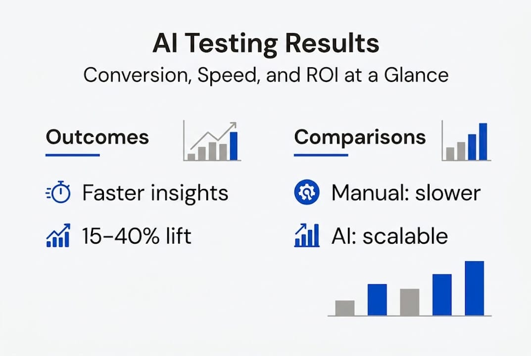 Infographic showing AI testing results versus manual testing