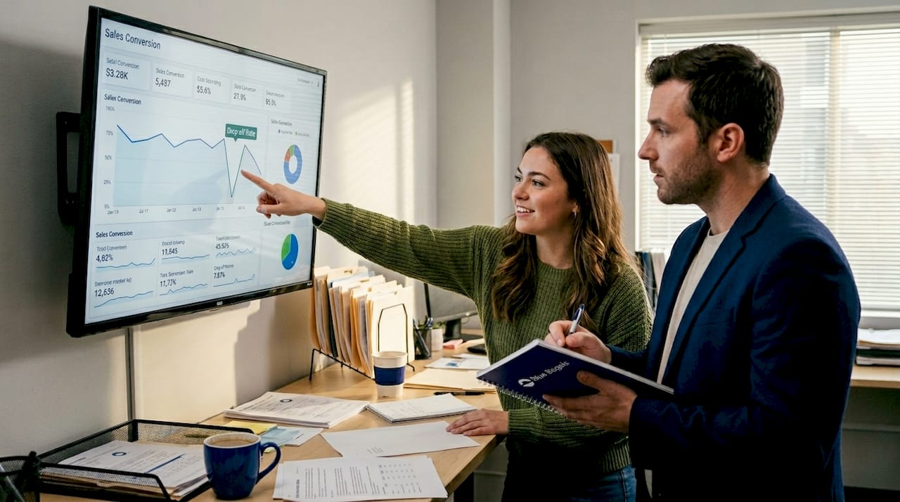 Team monitoring ecommerce funnel analytics