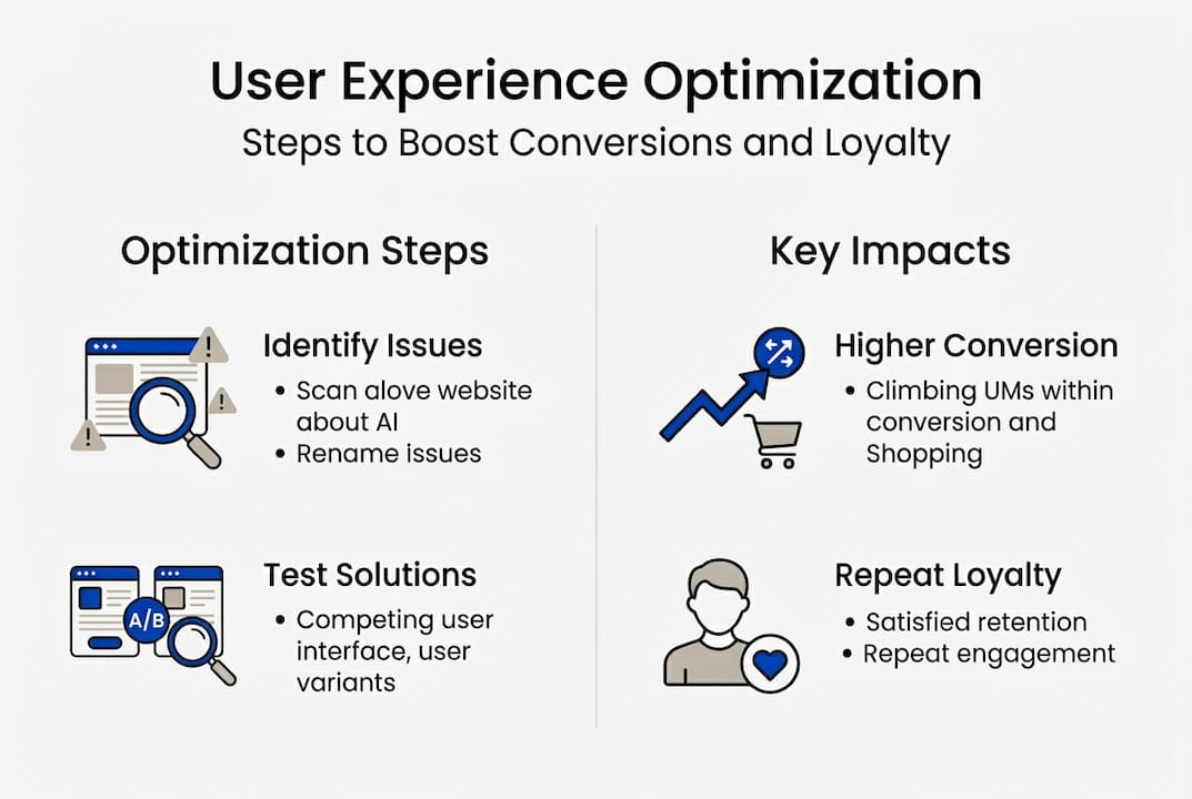 Infographic outlining UX optimization steps and effects