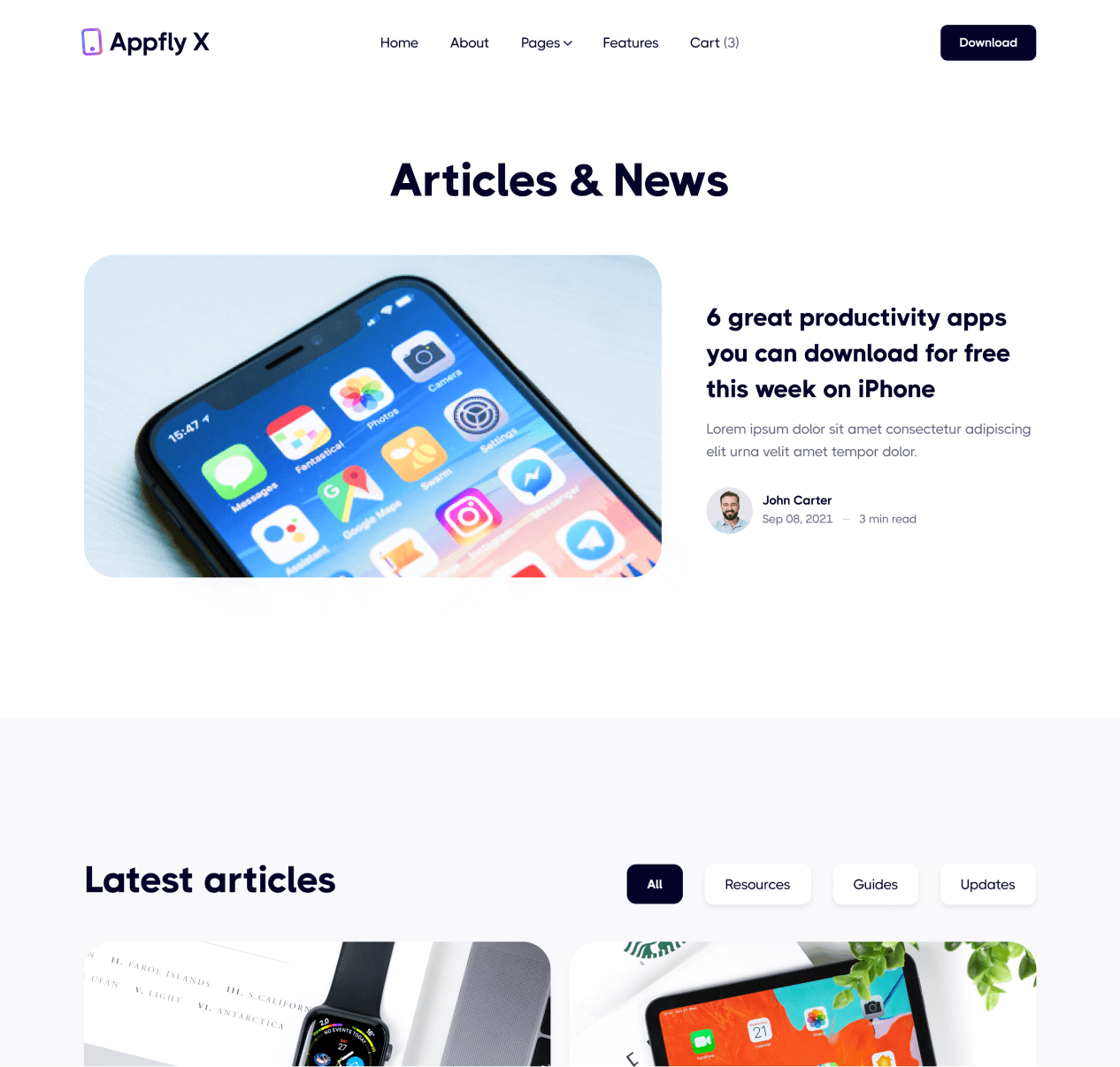 Appfly X - Yellow page - Mobile App Webflow Template
