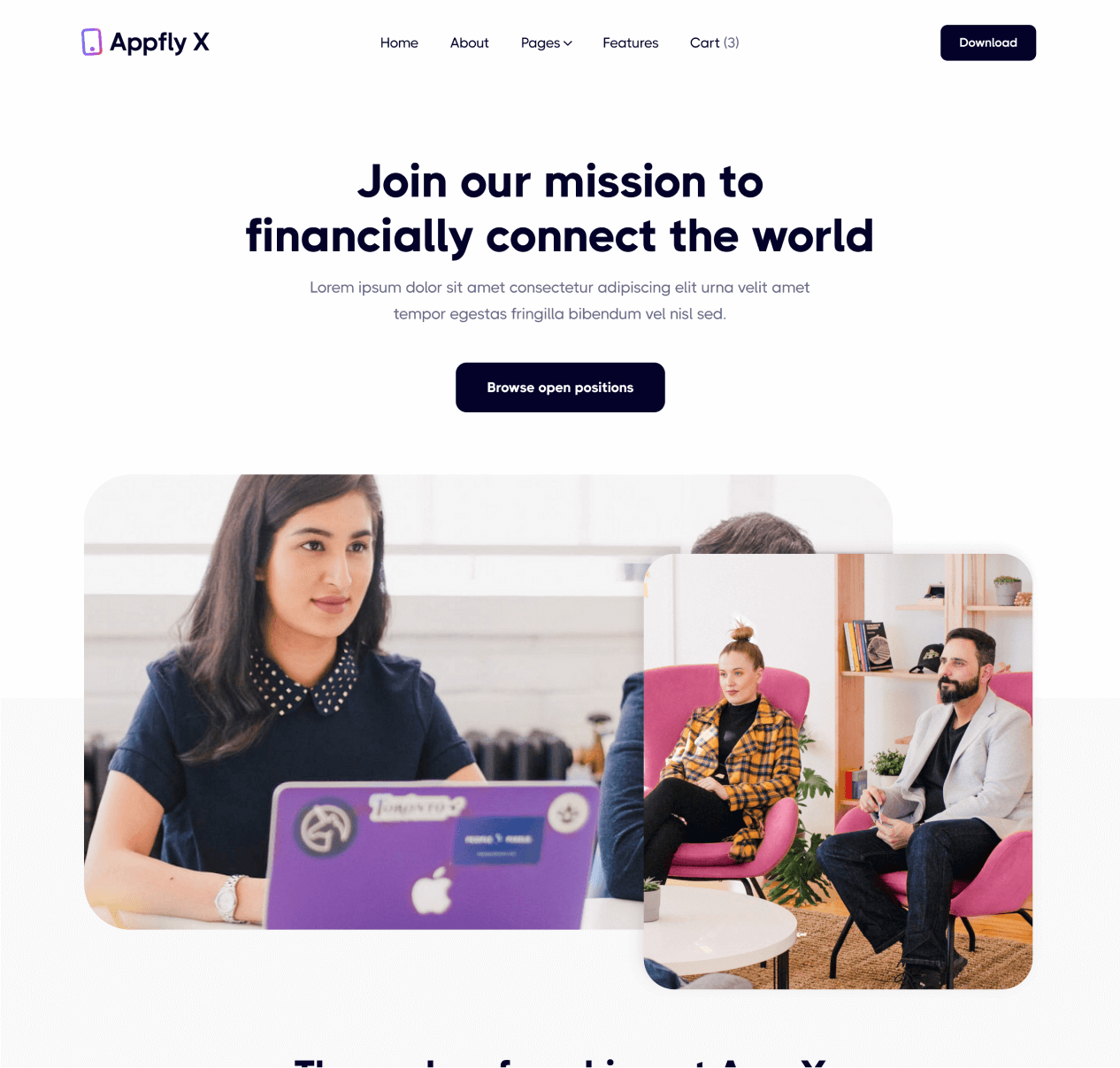 Appfly X - Careers page - Mobile App Webflow Template