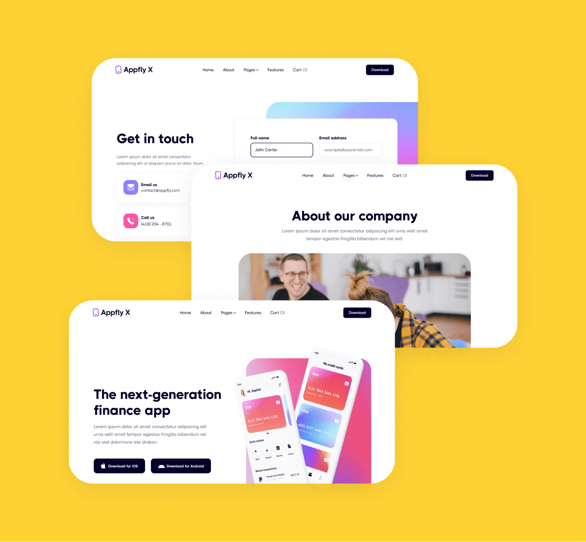 Appfly X - 35 Sections Included - Mobile App Webflow Template