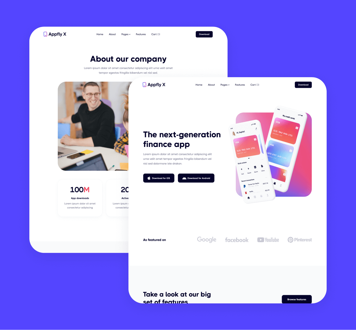 Appfly X - 12 Pages Included - Mobile App Webflow Template