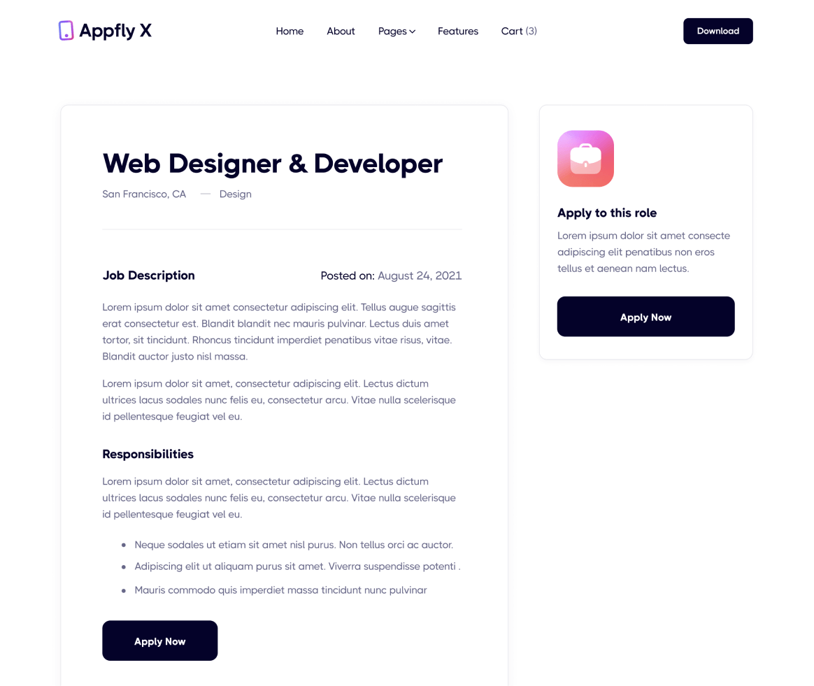 Appfly X - Features page - Mobile App Webflow Template