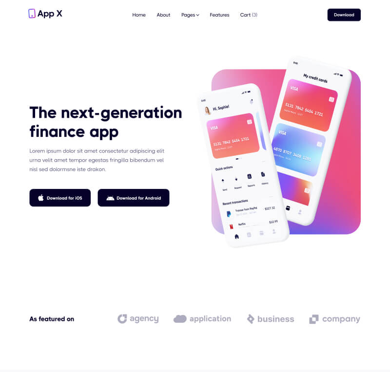 Appfly X - Home Page - Mobile App Webflow Template