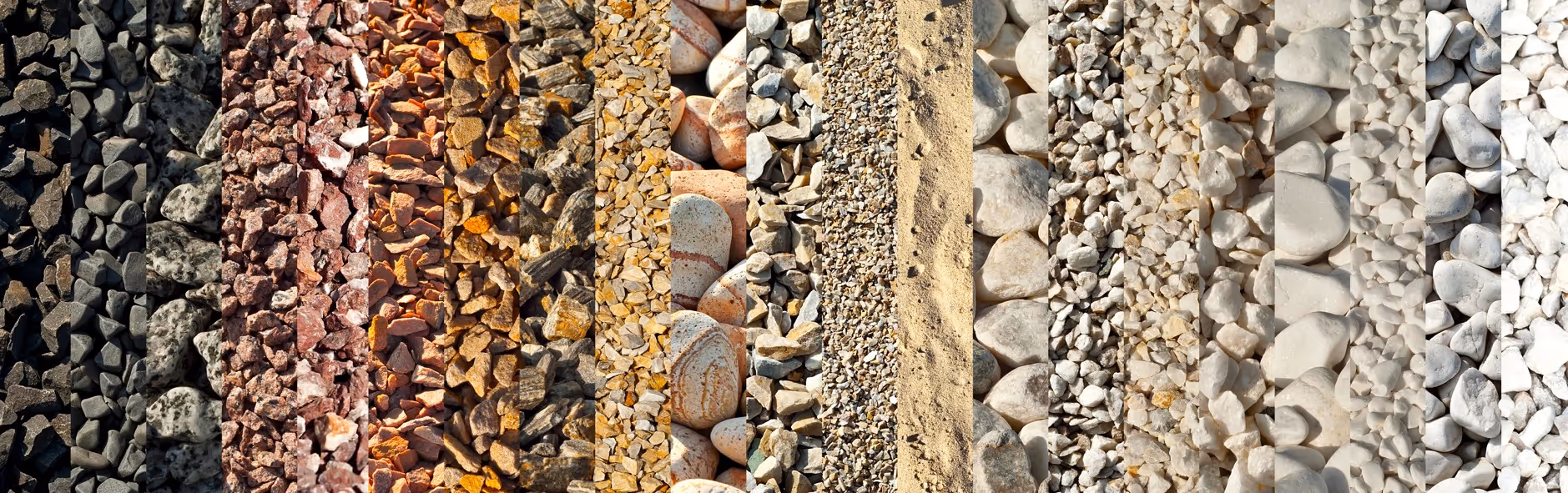 Variety of construction aggregates including gravel sand and stone for dump truck and heavy hauling material delivery