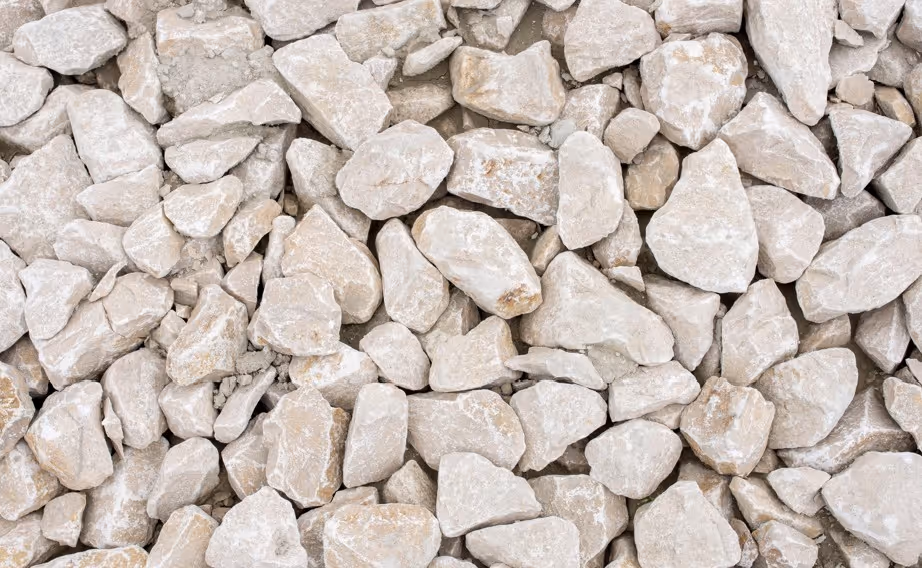 Quarried limestone aggregate ready for mining truck transport services