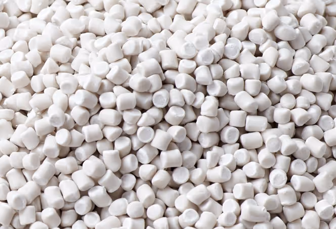 White PVC resin pellets for plastic pipe and vinyl manufacturing bulk transport services