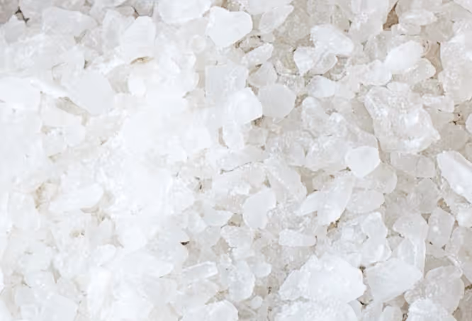 White brine salt crystals for liquid deicing solution storage and commercial winter services