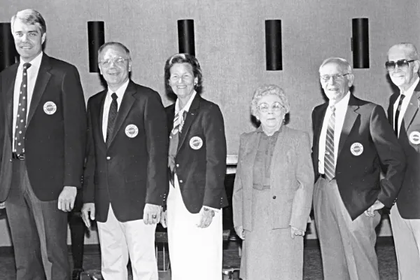 First class of inductees at the Hancock Sports Hall of Fame, 1985.