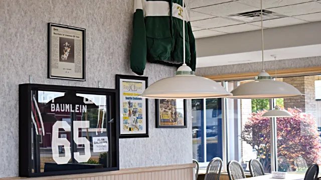 Tony's Restaurant Hancock Sports Hall of Fame memorabilia.