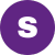 White letter S centered on a purple circular background.