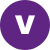White letter V centered inside a purple circle.