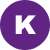 White letter K centered in a purple circle.
