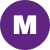 Purple circle with a white uppercase letter M in the center.