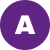 Purple circular icon with white letter A in the center.