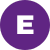 White uppercase letter E centered on a purple circular background.