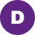 Purple circle with a white capital letter D in the center.