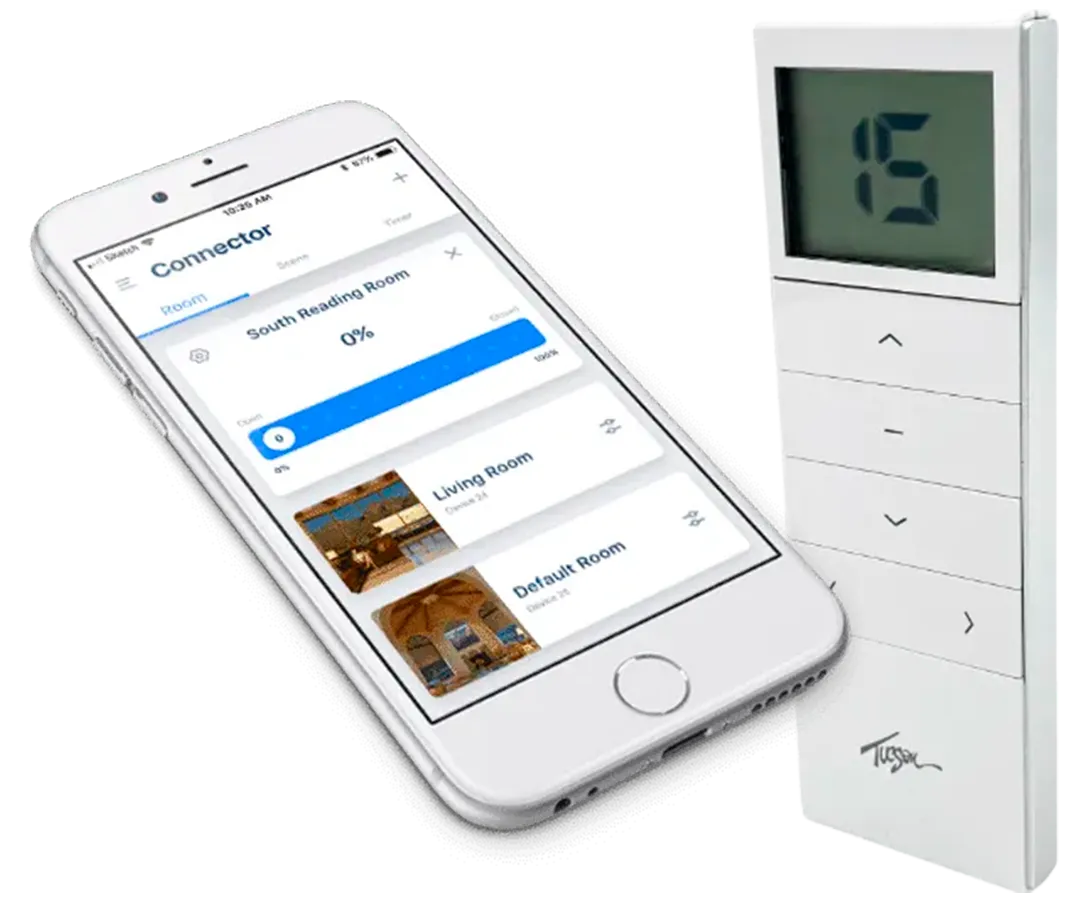 Mobile app and remote for rolling shutters and screens
