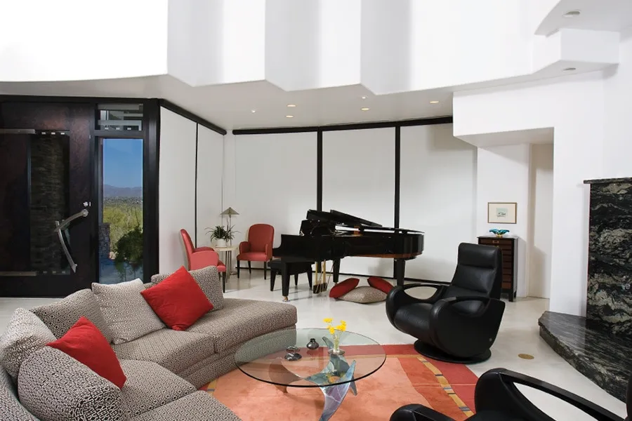 Interior shades in Piano room