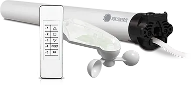 Remote control and motor sensor device for Sun Control awning system.