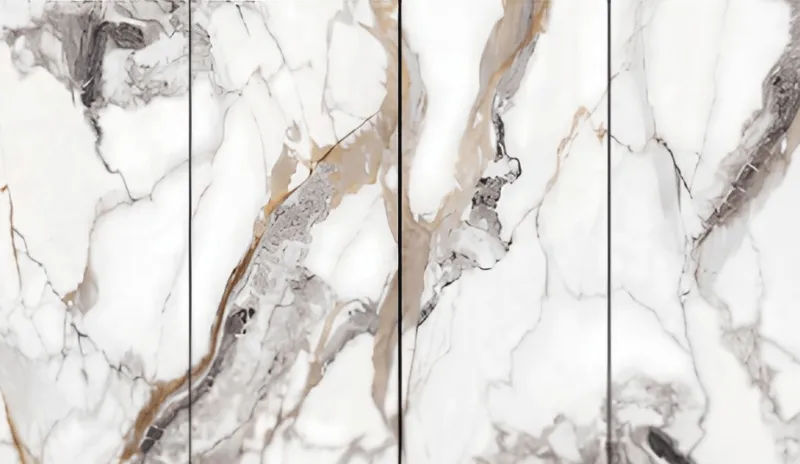 Pandora marble-inspired interior wall panel for outdoor kitchen