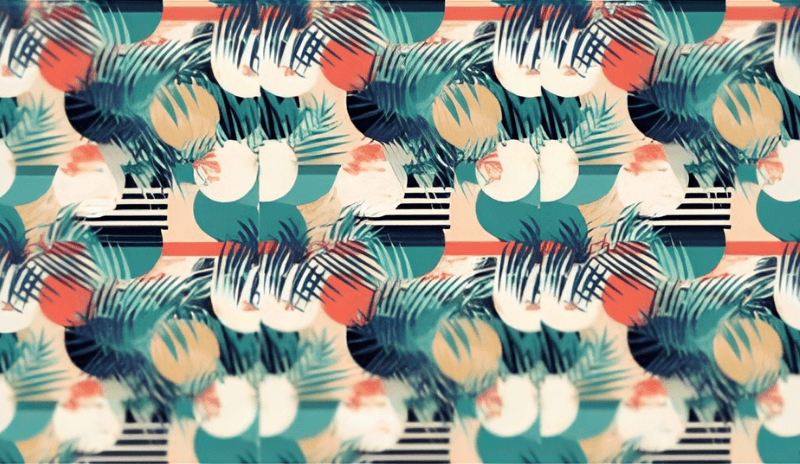 Tropical print interior wall panel for outdoor kitchen