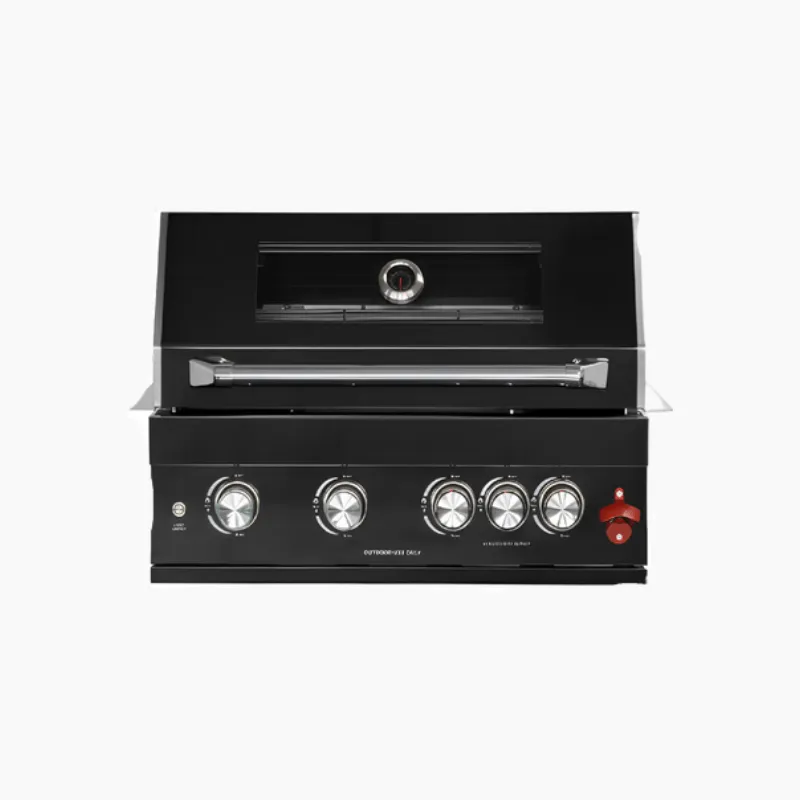 Desert Shade Deluxe model built-in dual-fuel charcoal and gas grill black titanium finish