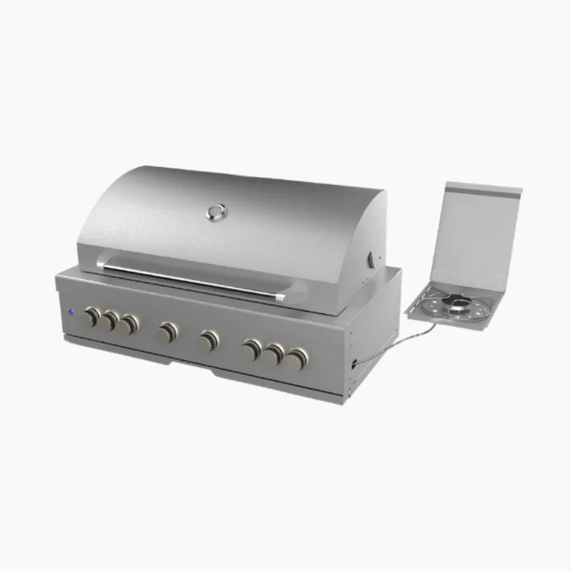 Desert Shade Luxury model built-in stainless steel grill with side burner and round lid