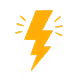 A yellow lightning bolt with a black background.