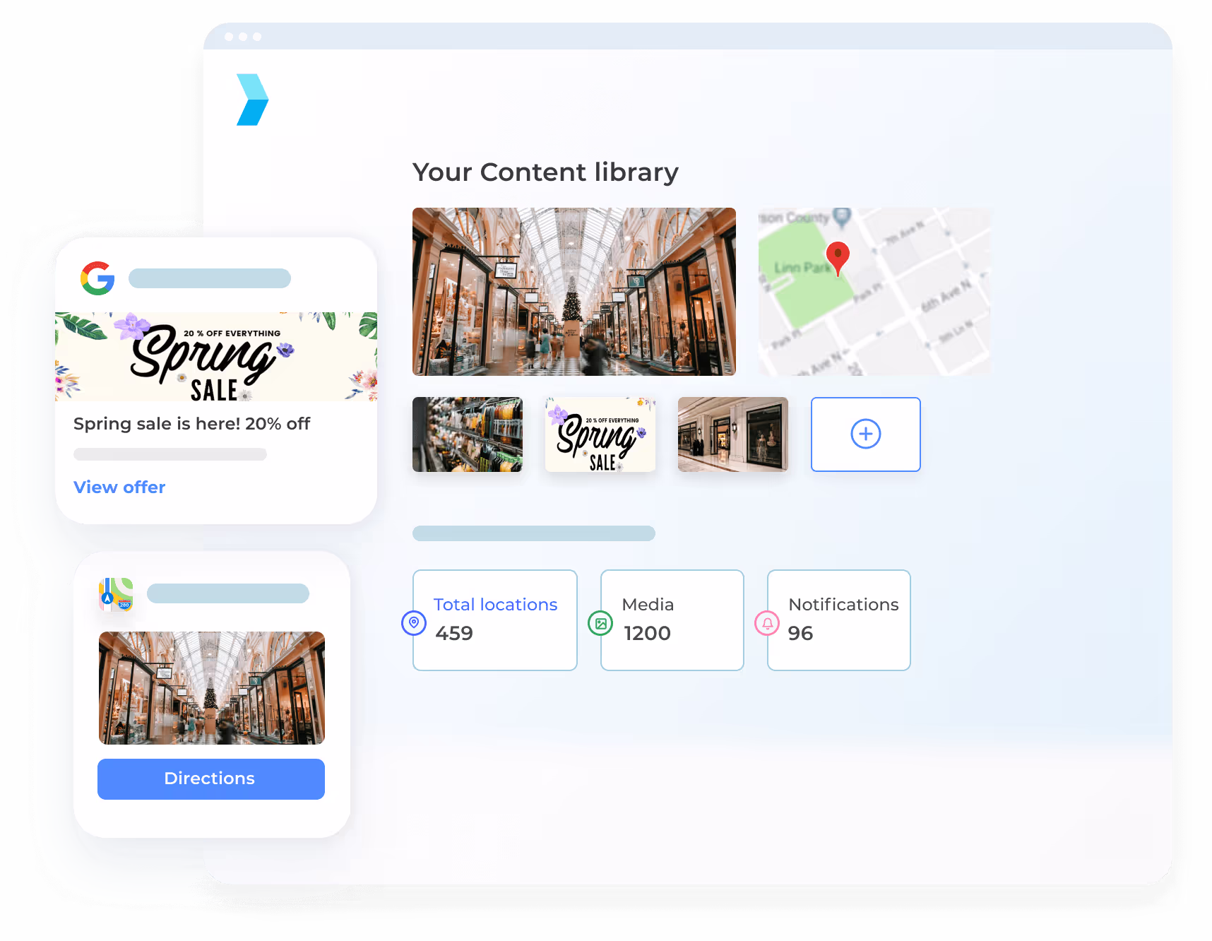 A snapshot of the content dashboard in Synup's platform. Easily upload and publish content across all of your listing sites using automation