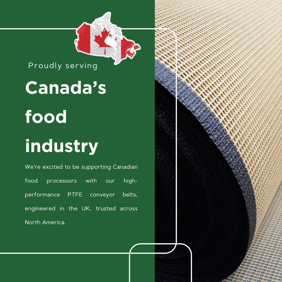 Proudly Serving Canada's Food Processing Industry with PTFE Conveyor Belts