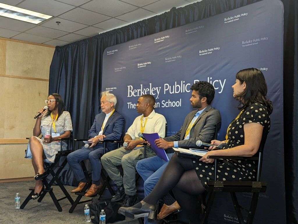 Group photo of educational justice advocates on a panel at The Goldman School of Public Policy at UC Berkeley