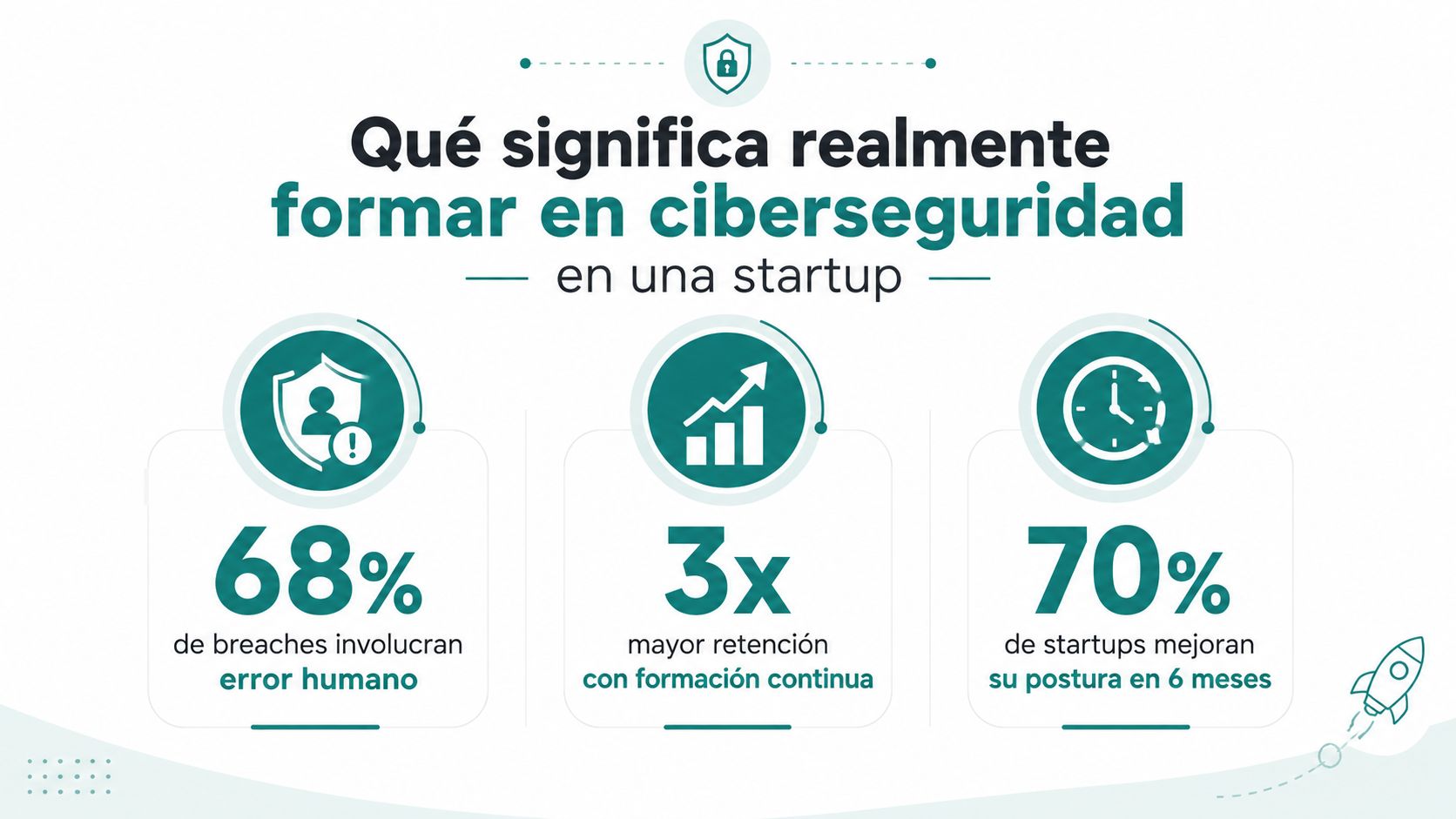 Infografía sobre la importancia de la formación en ciberseguridad para empleados dentro de una startup tecnológica.