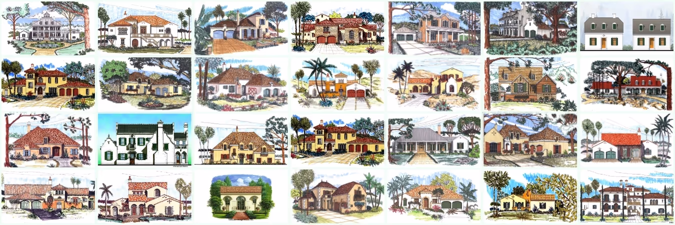 Hundreds of home plans, of all sizes, styles, and housing types (single family, duplex, triplex, ADUs, etc)