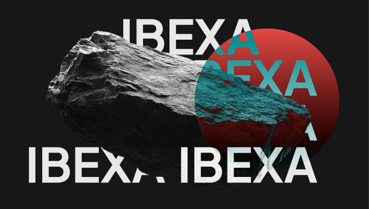 Bild mit Stein und dem Logoschriftzug IBEXA