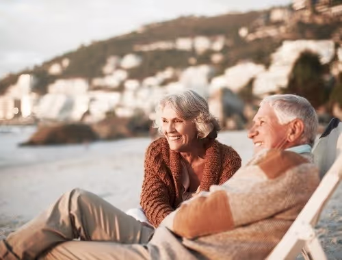 Happy couple on beach