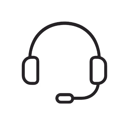 Icône de casque avec micro pour support client.